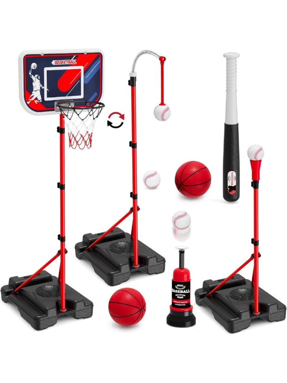 4-in-1 Kids Basketball Hoop & T-Ball Set - Fun Sports Activity for Ages 3-5